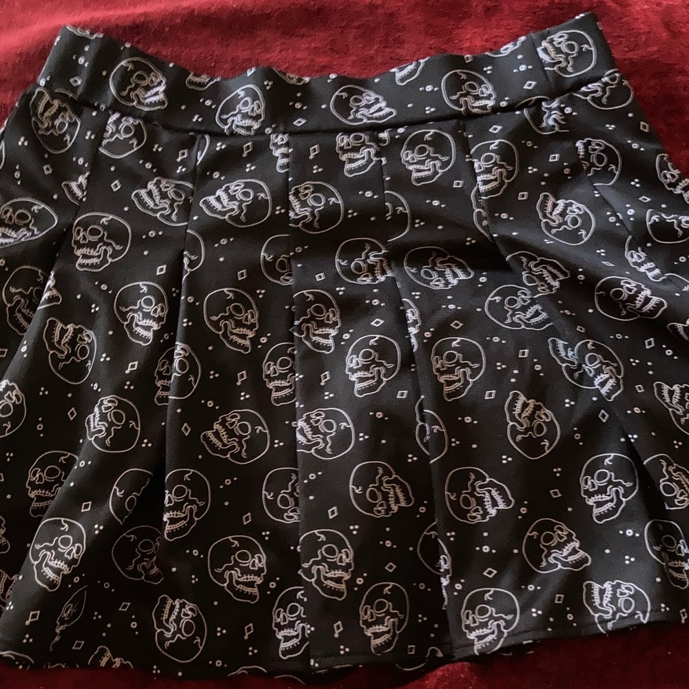 Spencer's Black and White Skull Mini Skirt